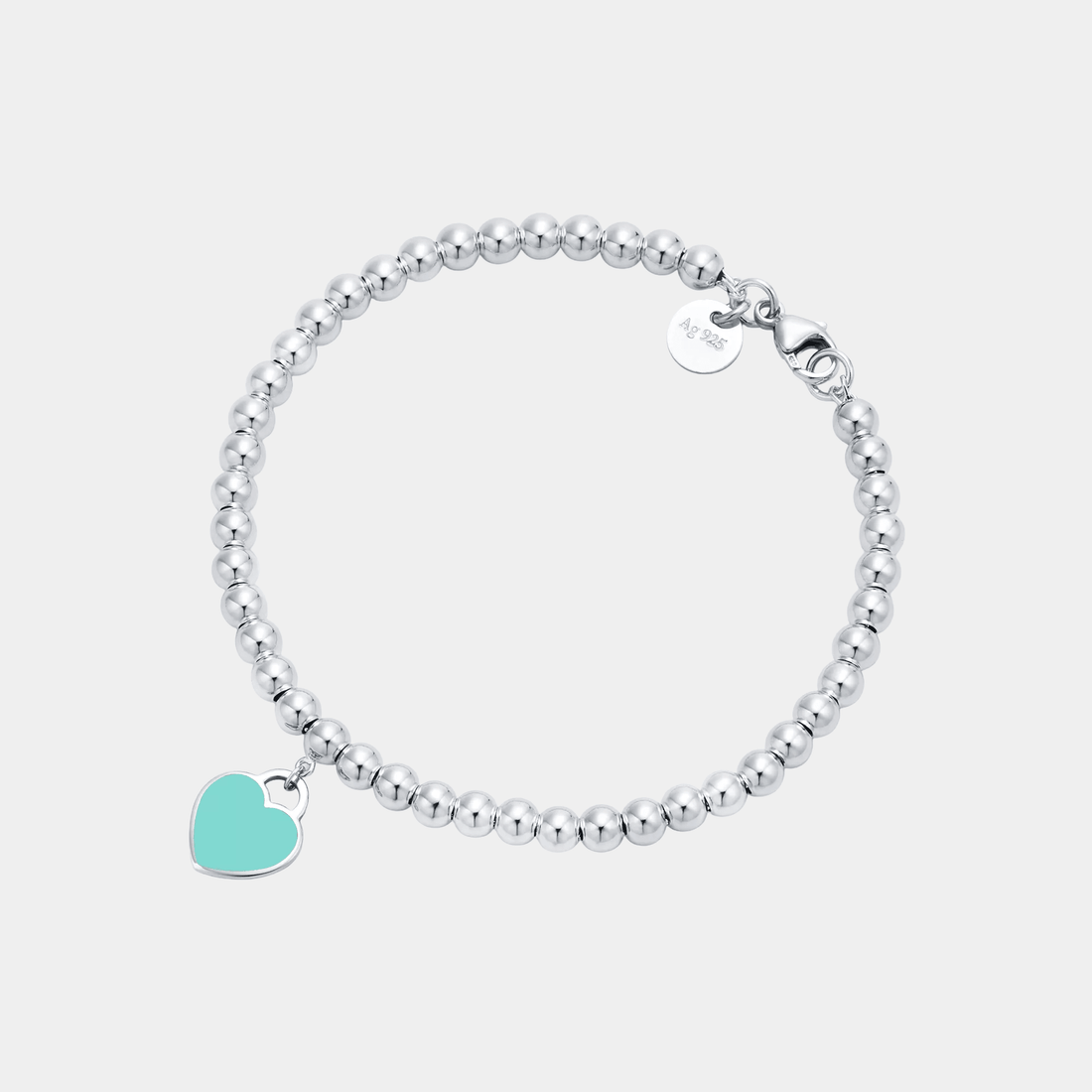 Blue Heart Bracelet Bead in Silver