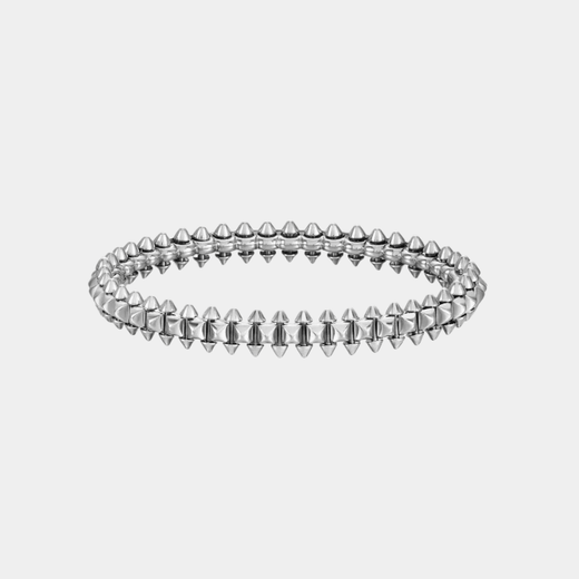 Beaded Bangle Bracelet Silver