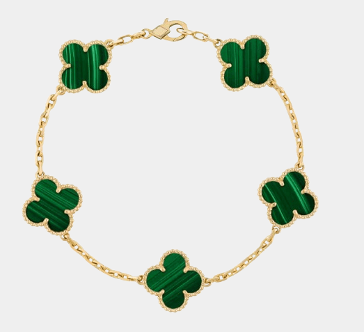 Clover Bracelet Malachite 18k Gold