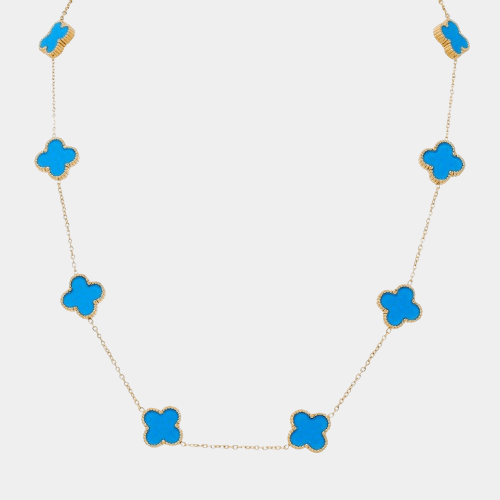 Clover Necklace 10 Motifs Blue 18k Gold Four Leaf Clover