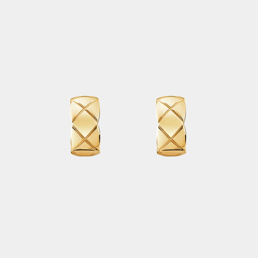 Quilted Hoop Earrings 18k Gold