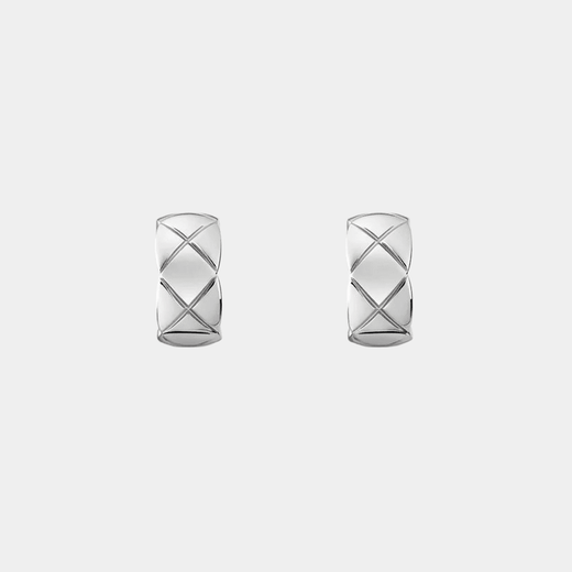 Quilted Hoop Earrings Silver