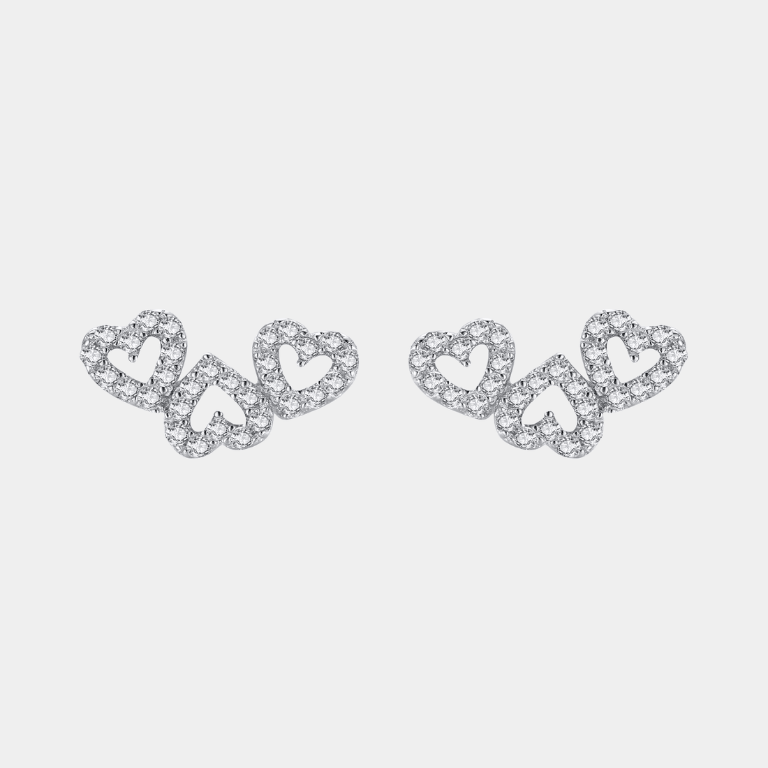 Heart Earrings Mini Triple Hearts S925 Sterling Silver