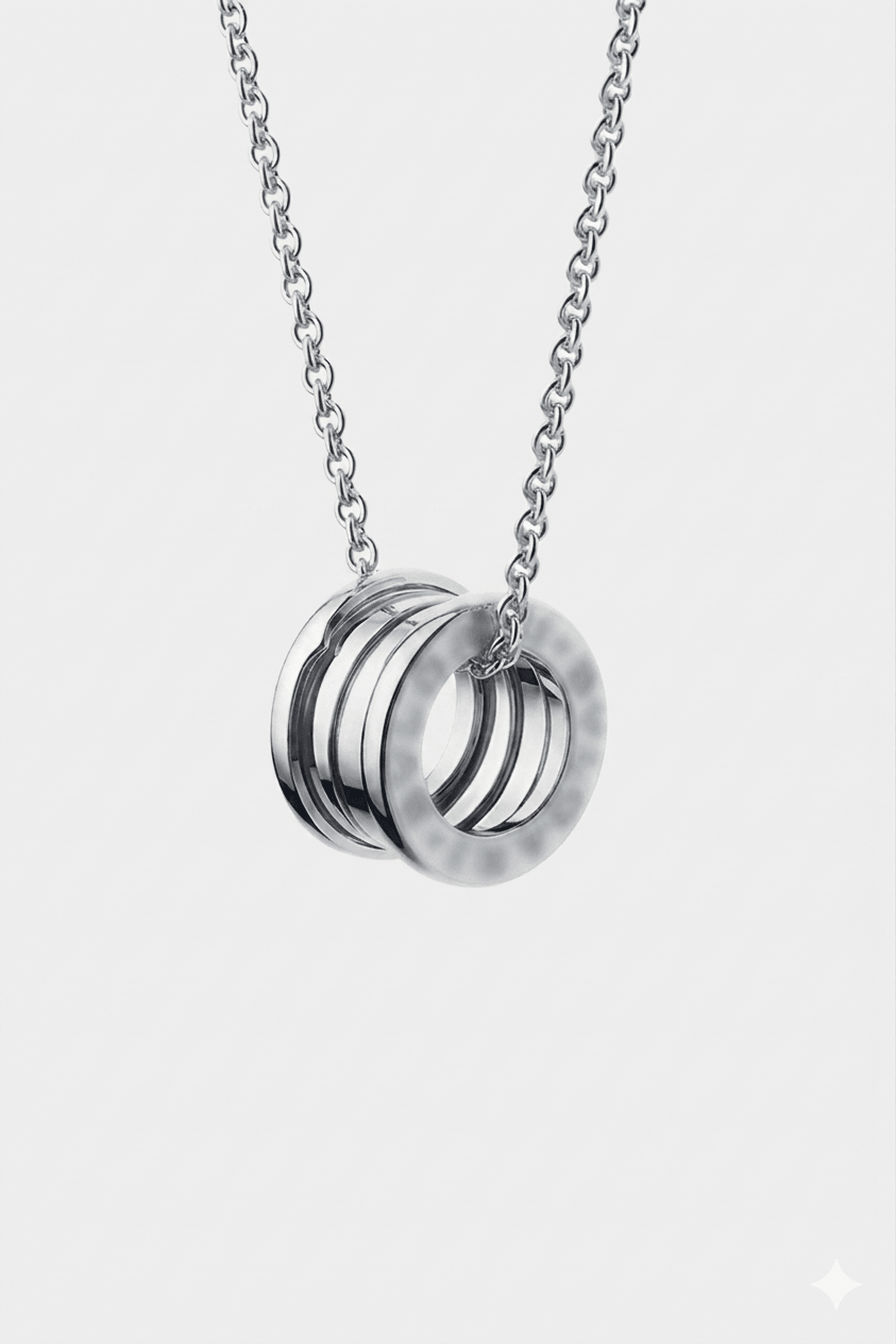 Ring Necklace Round Cut In Silver