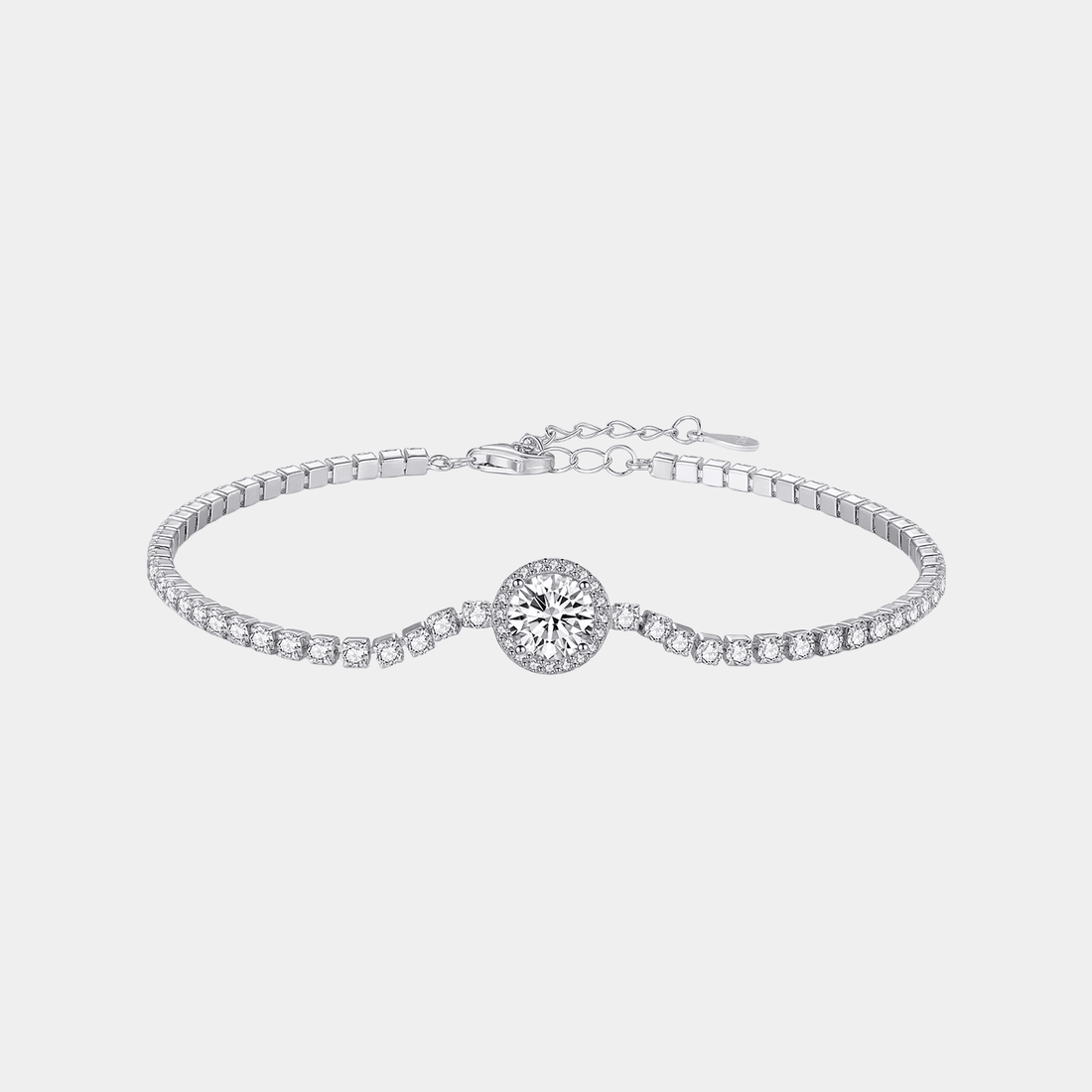 Sparkling Halo Tennis Bracelet S925 Sterling Silver