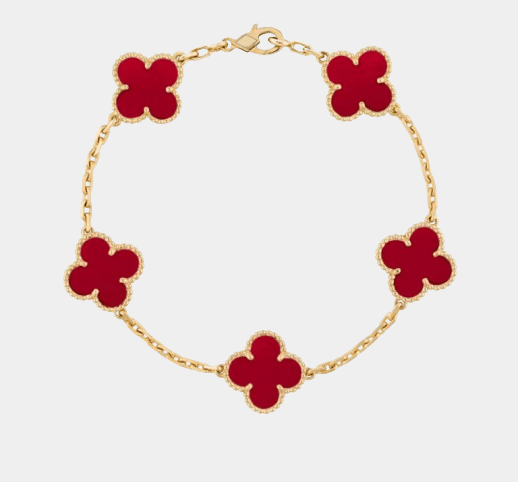 Clover Bracelet Carnelian 18k Gold