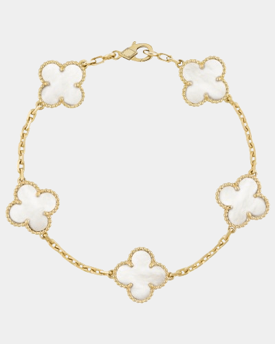 Clover Bracelet Mother of Pearl 18k Gold Charm Bracelet