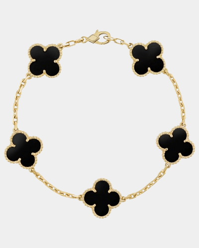 Clover Bracelet Onyx 18k Gold Charm Bracelet