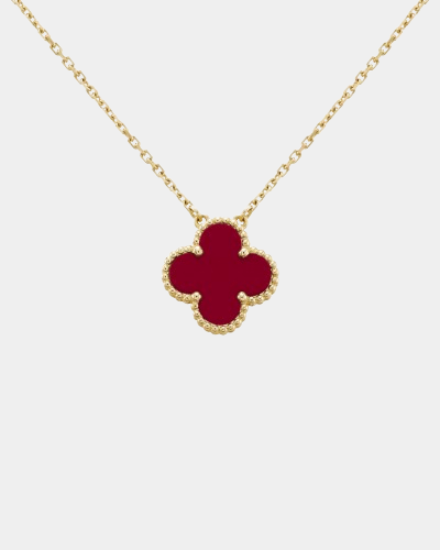 Clover Necklace Carnelian 18k Gold Pendant
