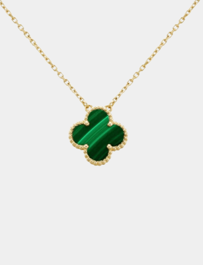 Clover Necklace Malachite 18k Gold