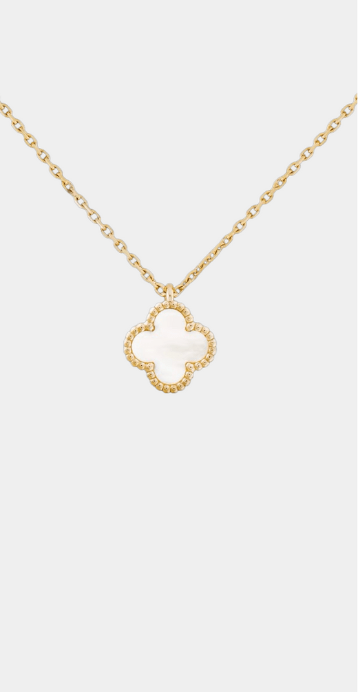 Clover Necklace Four Leaf Mini Mother Of Pearl 18k Gold Pendant Necklace