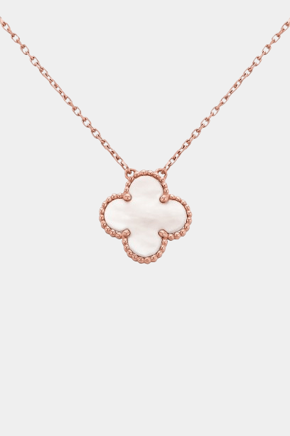 Clover Necklace Lucky Clover Four Leaf Mother Of Pearl 18k Rose Gold Pendant Necklace