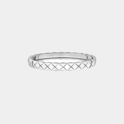 Quilted Bangle Bracelet Silver