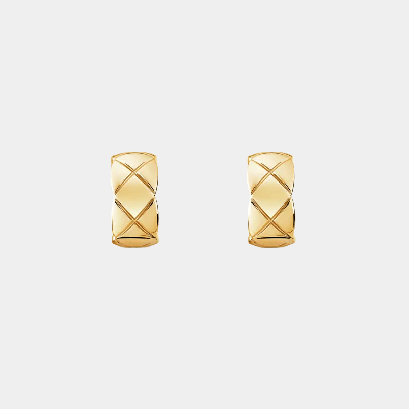Quilted Hoop Earrings 18k Gold