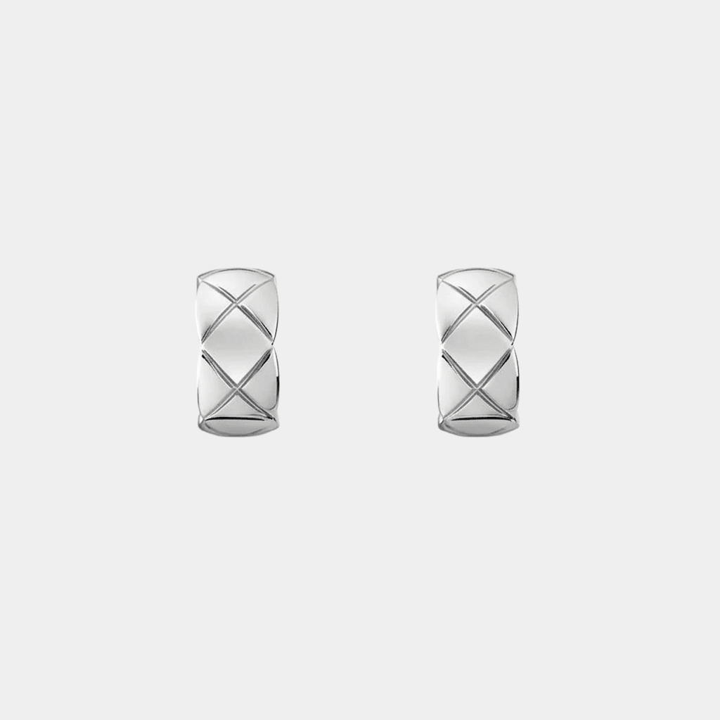 Quilted Hoop Earrings Silver