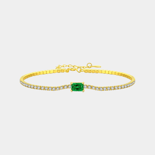 Emerald Halo Tennis Bracelet 18k Gold