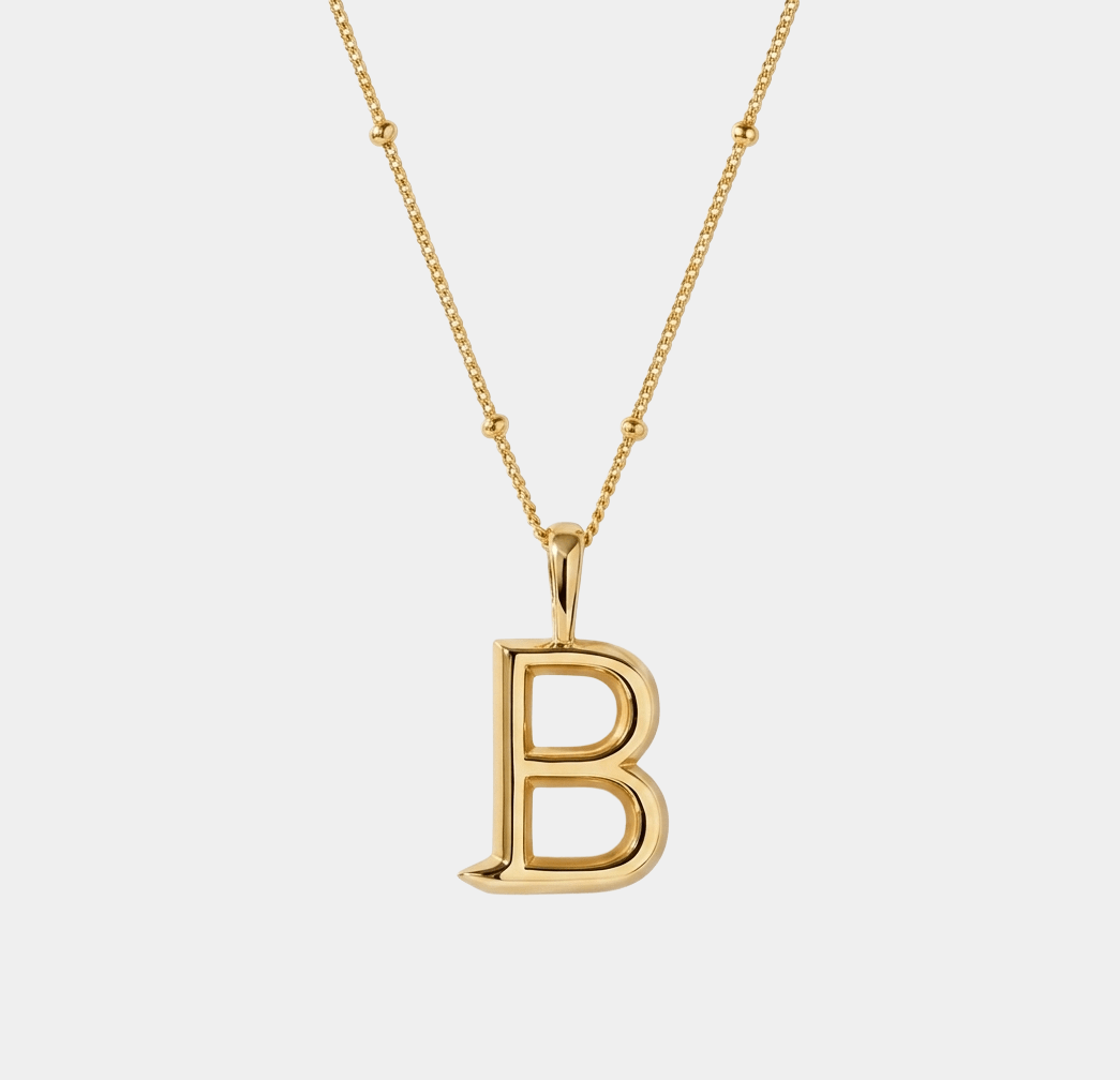 Letter B Initial Necklace 18k Gold