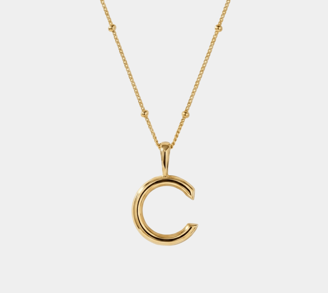 Letter C Initial Necklace 18k Gold