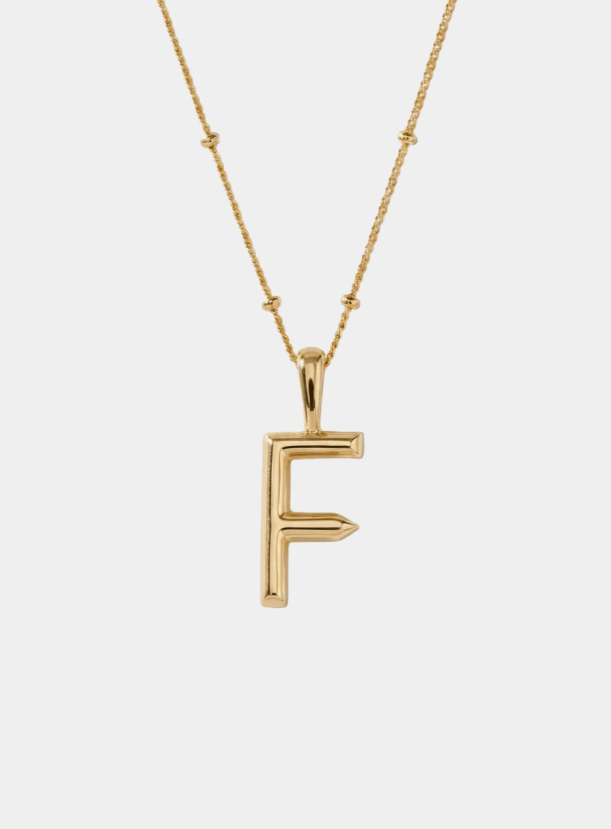 Letter F Initial Necklace 18k Gold