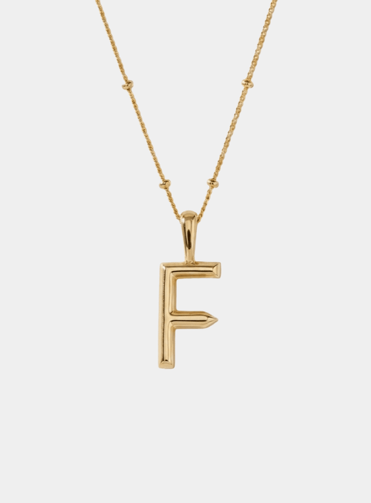Letter F Initial Necklace 18k Gold