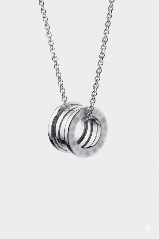 Ring Necklace Round Cut In Silver