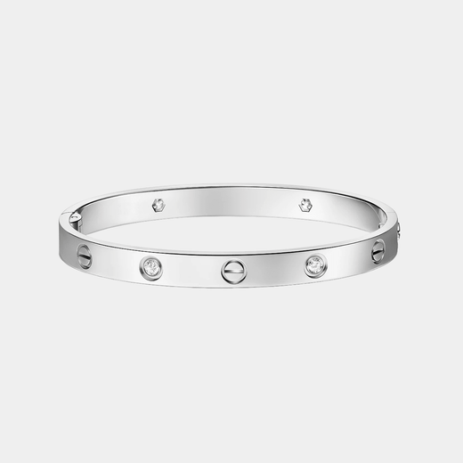 Love Bracelet Silver Screw Bangle With Zircon