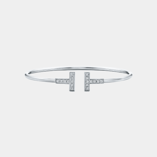 T Wire Bracelet Silver Bangle With Zircon